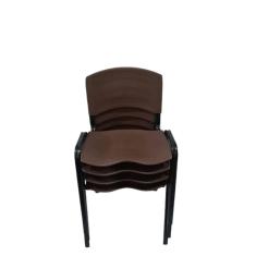 Kit 4 cadeira prisma iso fixa para  igreja recepção sala de espera marrom