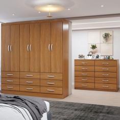 Guarda-Roupa Casal Ruby 6 Portas 9 Gavetas com Cômoda 10 Gavetas Cinam
