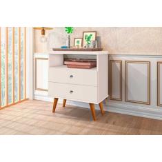 Mesa de cabeceira status 2 gavetas off white - J&A