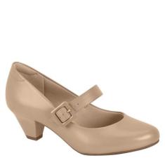 Sapato Feminino Scarpin Salto Baixo Grosso Modare 7005.668, Bege napa,