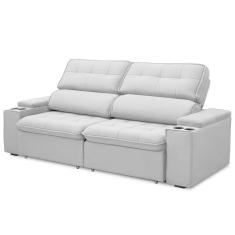 Sofá Retrátil Reclinável 3 Lugares 250cm Ginevra F05 Veludo Prata - Mpozenato