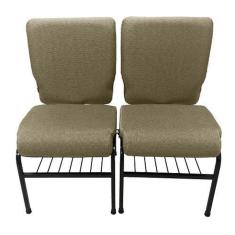 02 Cadeiras para Igrejas c/ Porta Biblía e Porta Cálice Bege