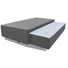 Cama Box Solteiro com Auxiliar Mola Bonnel Sintético Cinza 50x78x188