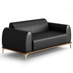 Sofá 150cm 2 Lugares Base Gold Molino D06 Pu B-159 Preto