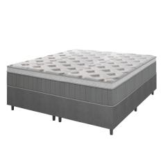 Cama Box Casal Queen Colchão Molas Ensacadas ômega 158x198x70cm Cinza / Branco Hellen