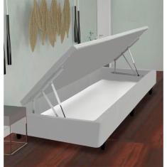 Base Box Para Colchão De Solteirão Mga Lift Cotton Com Baú E Pistão à Gás - 39x96x203cm Cinza