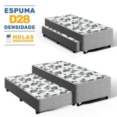 Cama Box com Colchão de Espuma e Auxiliar de Molas Unique 3 em 1 Solte