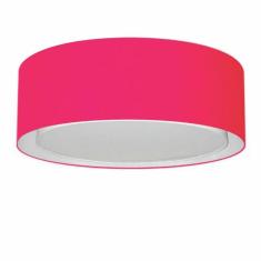 Plafon Cilíndrico Duplo Vivare Md-3037 Cúpula Em Tecido 60x25cm - Bivolt Rosa-pink 127/220v