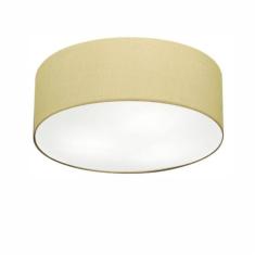 Plafon Cilíndrico Md-3014 Cúpula Em Tecido 50x15cm Algodão Crú - Bivolt