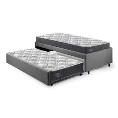 Bicama Box Solteiro 88x188 Suede com Dois Colchões Adapto Molas Ensaca