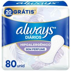 Protetor Diário Always Hipoalergênico Sem Perfume - 80 unidades