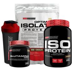 Kit Optimum Isolate Whey Protein 900g + Iso Protein 900g Baunilha + Gl