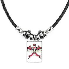 DIYthinker Kite Colar tradicional com padrão de cultura chinesa joia Torque pingente de corda de couro