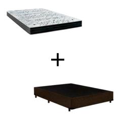 Cama Box Casal - Tecido Sintético Marrom com Colchão Extra Firme D28 - Suporta 80Kg
