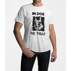 Camiseta ECF Masculina In Dog We Trust Manga Curta Branca Poliester