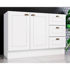 Balcão De Cozinha Modulado Americana 2 Portas E 3 Gavetas S/ Tampo Branco - Henn