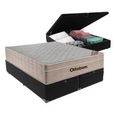 Cama + Box Airtech Colchão Ortobom Queen com Baú Bege SpringPocket