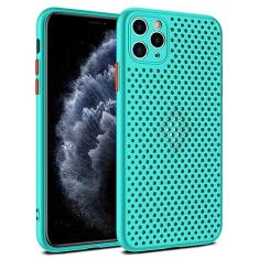 Capa de silicone macio com resfriamento respirável para iPhone 14 13 12 11 Pro XS Max Mini X XR 6S 8 7 Plus Capa de dissipação de calor ultrafina, azul celeste, para iPhone 14