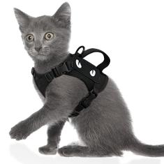 Colete para gatos, à prova de fuga, alça de controle fácil para filhotes de gatinhos pequenos e grandes, ajustável, confortável, sem puxar, ao ar livre, todos os climas, arnês de malha PPP PP