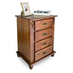 Mesa de Cabeceira Florença 4 Gavetas Tampo e Pés Madeira - Imbuia