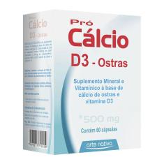 Suplemento Mineral E Vitamínico Pró Cálcio D3 - Ostras 500Mg 60 Cápsulas