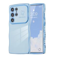 ZTOFERA Capa para Samsung Galaxy S23 Ultra 5G de 6,8 polegadas, linda moldura ondulada encaracolada com padrão de coração de amor, borda banhada de luxo, proteção total para câmera, à prova de choque,