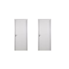 2 Kits Porta de Madeira Lisa 215x84cm com Batente de Mdf Ultra 16cm Melamínico Branco