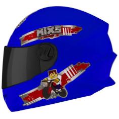 Capacete Fechado Mixs Start Infantil Blocks, AZUL, 54