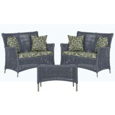 2 Sofás Área e Mesa Igapó Alumínio Pintura Fendi Corda Náutica Estofad