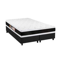 Cama Box Queen: Colchão Espuma Castor D45 Black E White Double Face + Base Crc Suede Gray(158x198)