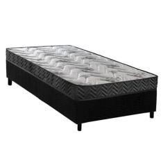 Cama Box Solteiro: Colchão Espuma D45 Paropas Pasquale Wave Black + Ba