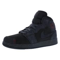 Tênis infantil Air Jordan 1 Mid Big, Cinza fumê DK, preto, 18