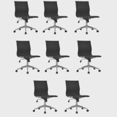 Kit 8 Cadeiras de Escritório Diretor Esteirinha em Corino Sevilha
