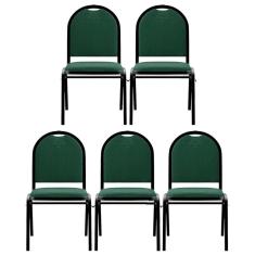 Kit 5 Cadeiras Hoteleiras Auditório Empilhável Linho M23 Verde - Mpozenato