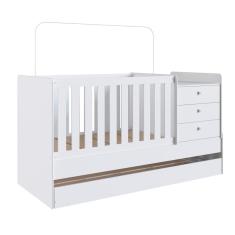 Berço Mini Cama Com Auxiliar Certificado Pelo Inmetro Bb690 Branco - Completa Móveis