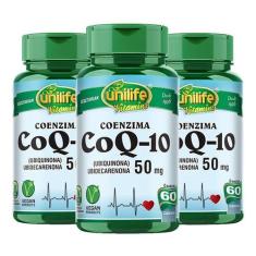 Kit 3 Coenzima Coq-10 - 50Mg Unilife 60 Capsulas Veganas