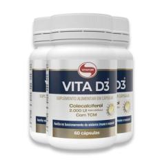 Kit 3 Vita D3 Vitamina D 60 Cápsulas Vitafor