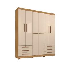 Guarda Roupa De Casal 6 Portas e 6 Gavetas Sem Espelho Durham Carvalho Americano - Off White -  EdeCasaMóveis