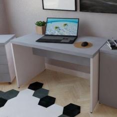 Escrivaninha Mesa Escritório 90cmx60cm 90cm Branco E Cinza Cristal - B