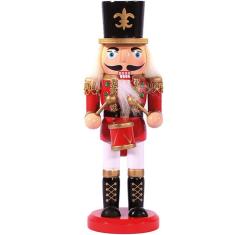 Boneco Decorativo Madeira Quebra Nozes Natalino Tambor 20cm