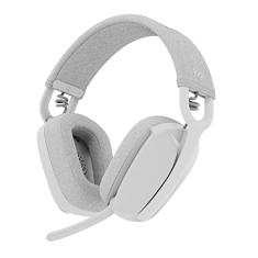 Headset Sem Fio Logitech Zone Vibe 100 Com Microfone Flip- to-Mute Com Cancelamento de Ruído, Conexão Bluetooth, Até 20h de Bateria, Design Leve e Confortável - Branco