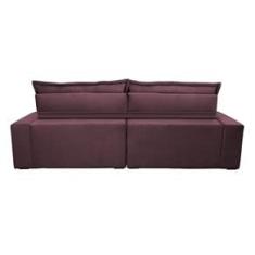 Sofa Retrátil e Reclinável 2,12m com Molas Ensacadas Cama inBox Soft Tecido Suede Vinho 