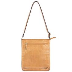 Bolsa transversal grande de couro Karina - Caramelo