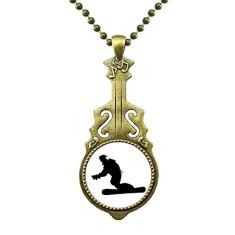 DIYthinker Colar de jogador de esqui esportivo com pingente de música de guitarra antiga