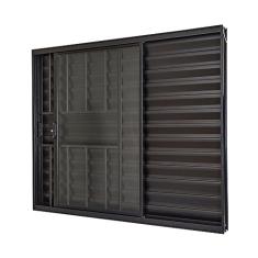 Janela de Alumínio Veneziana 100x150cm 3 Folhas Com Grade e Com Vidro Liso Ultra Ramassol