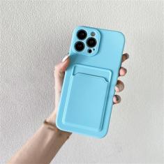 Capa de telefone de silicone macio para iPhone 14 11 12 13 Pro Max XR X XS Max 6 6S 7 8 Plus SE 2020 12 Mini 13Pro Capa para cartão carteira, azul, para iPhone 11