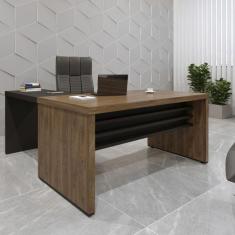 Mesa de Escritório em L Elegante Tamburato Artany Charuto/Preto