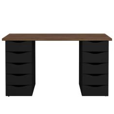 Escrivaninha 10 Gavetas Due Artany Nogal/Preto
