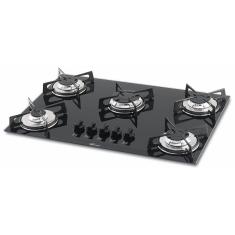 Fogão Cooktop Fischer 5 Bocas Gás Mesa Vidro Preto 1642-6985 