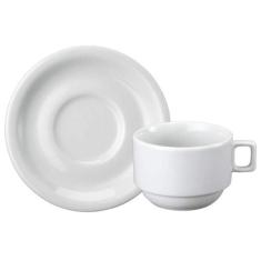 Xícara Chá Porcelana com Pires 200 ml Branca Protel Schmidt - SCH 026